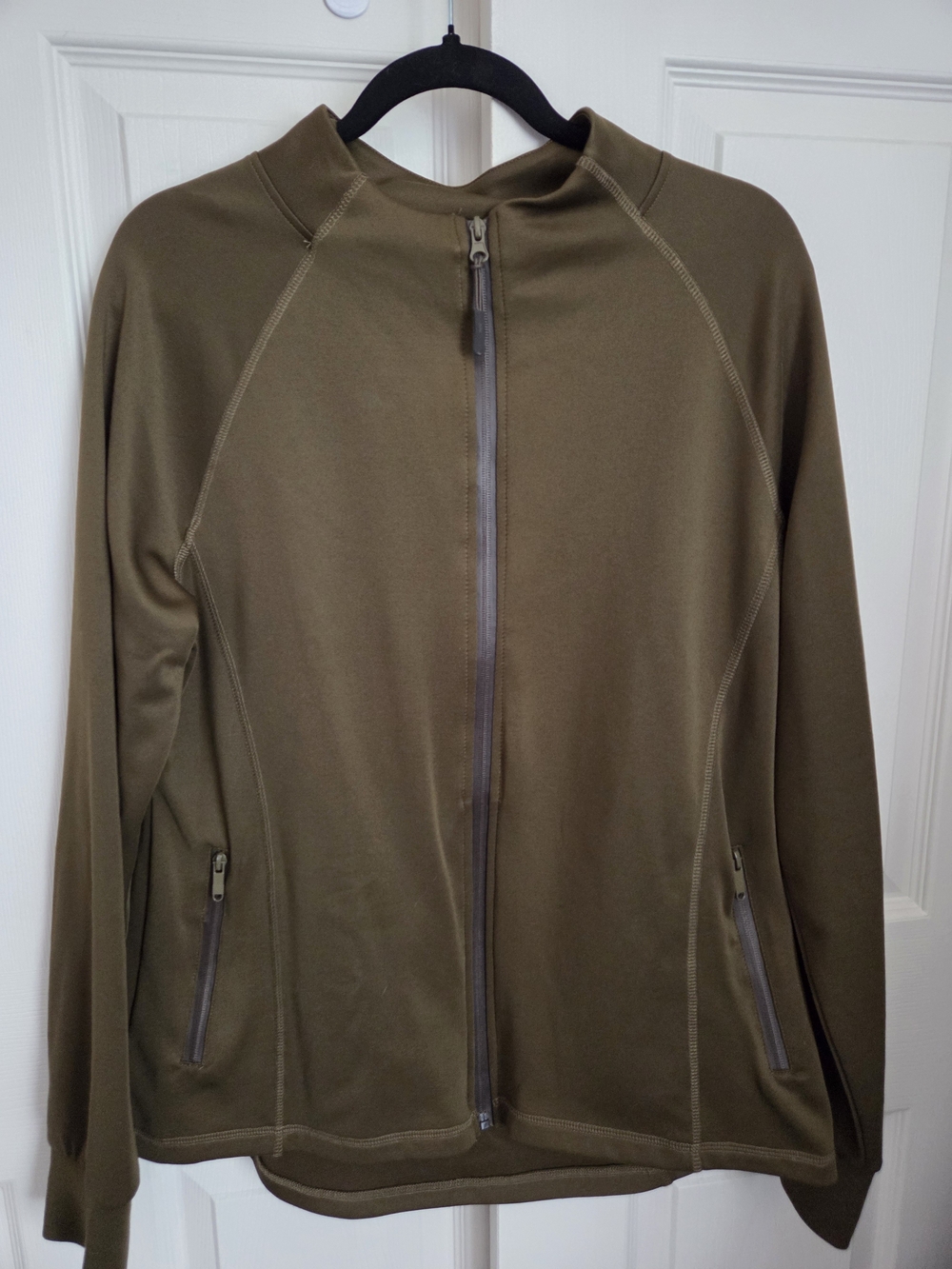 Women’s Olive Yoga Zip-Front Jacket